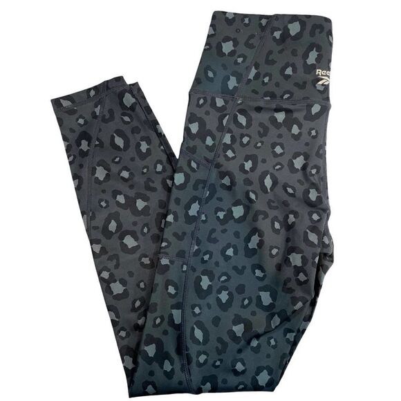 Reebok Leopard Print Leggings Gray Black - Picture 6 of 6